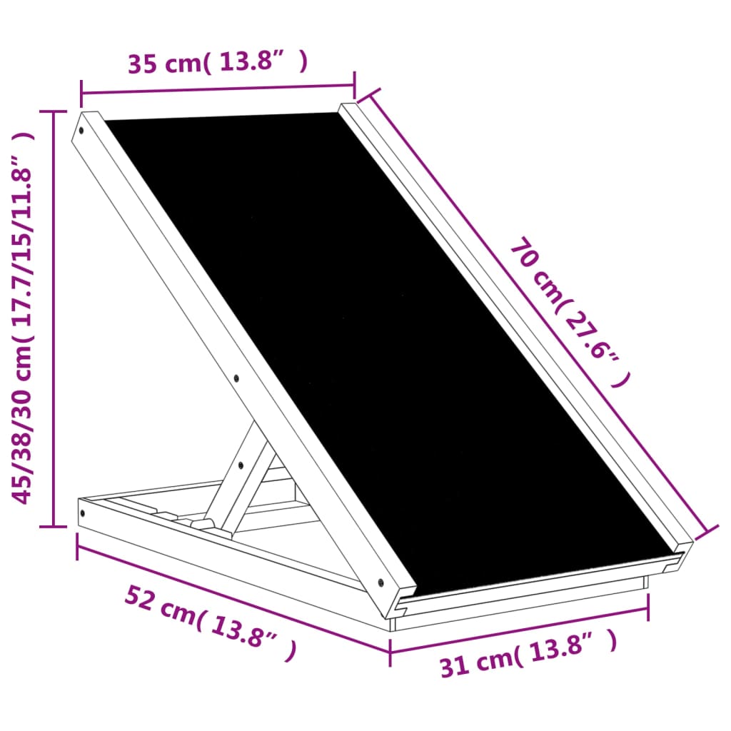 Rampa Ortopédica para Perros y Gatos Canvida de Madera Maciza (70x35cm | Hasta 35kg) - Especial Camas y Sofás para Perros Pequeños y Senior